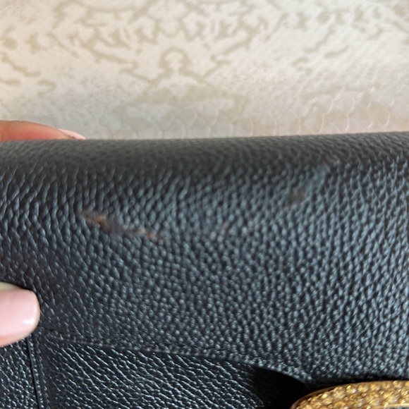 Coach Tabby Wallet on Chain / Clutch in Black Leather with rhinestone logo clasp - Picture 4 of 4